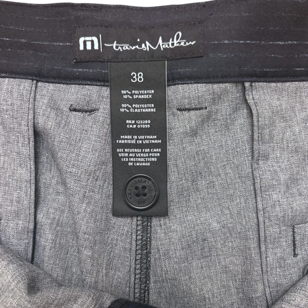 Travis Mathew Beck Performance Golf Shorts Heathered Blue Black Stretch 38